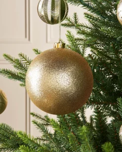 WeRChristmas Gold Large Glitter Shatterproof Bauble, 15 Cm