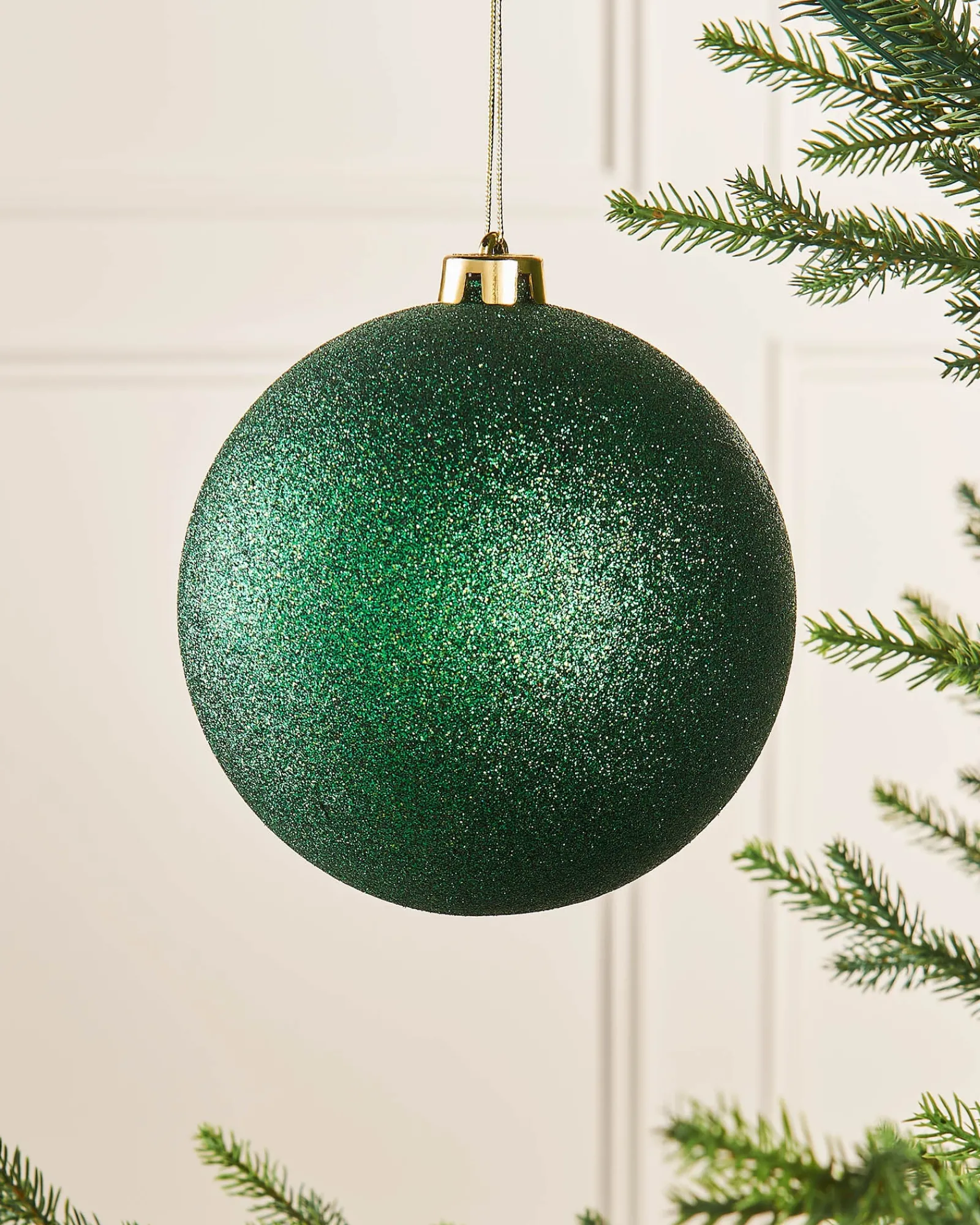 WeRChristmas Green Large Glitter Shatterproof Bauble, 15 Cm