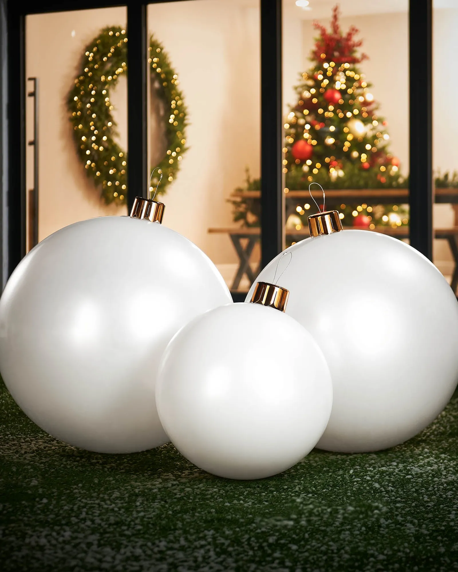 WeRChristmas Inflatable Christmas Bauble, White, 66 Cm