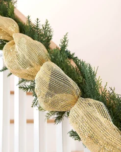 WeRChristmas Ivory Mesh With Pale Gold Foil, 9 M