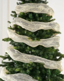 WeRChristmas Ivory Mesh With Pale Gold Foil, 9 M