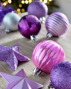 WeRChristmas Lilac Shatterproof Baubles Set, 42 Pack