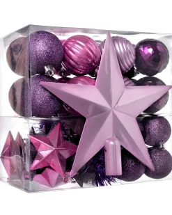 WeRChristmas Lilac Shatterproof Baubles Set, 42 Pack