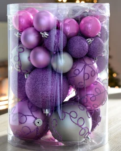 WeRChristmas Lilac Shatterproof Baubles, 50 Pack