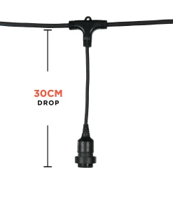 WeRChristmas LINK FESTOON E27 Long Drop Belt, Connectable, 10 Sockets, 50 Cm Spacing