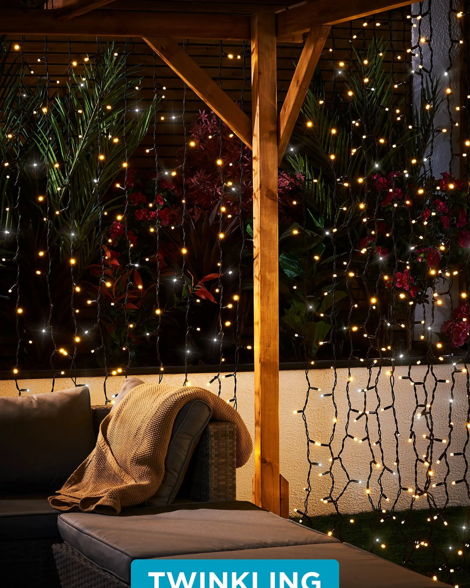 WeRChristmas LINK PRO LED Curtain Lights, Black Cable, 2.5 M Drop, Warm White / White