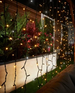 WeRChristmas LINK PRO LED Curtain Lights, Black Cable, 2.5 M Drop, Warm White / White
