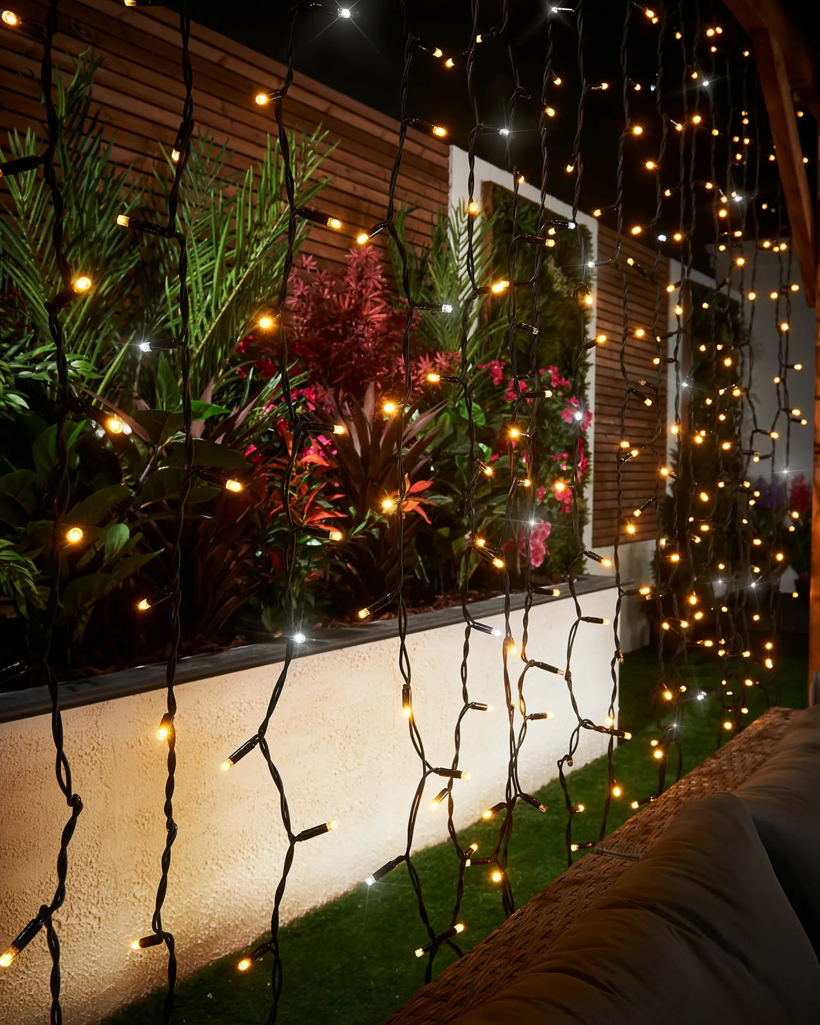 WeRChristmas LINK PRO LED Curtain Lights, Black Cable, 2.5 M Drop, Warm White / White