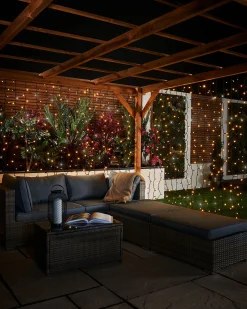 WeRChristmas LINK PRO LED Curtain Lights, Black Cable, 2.5 M Drop, Warm White / White