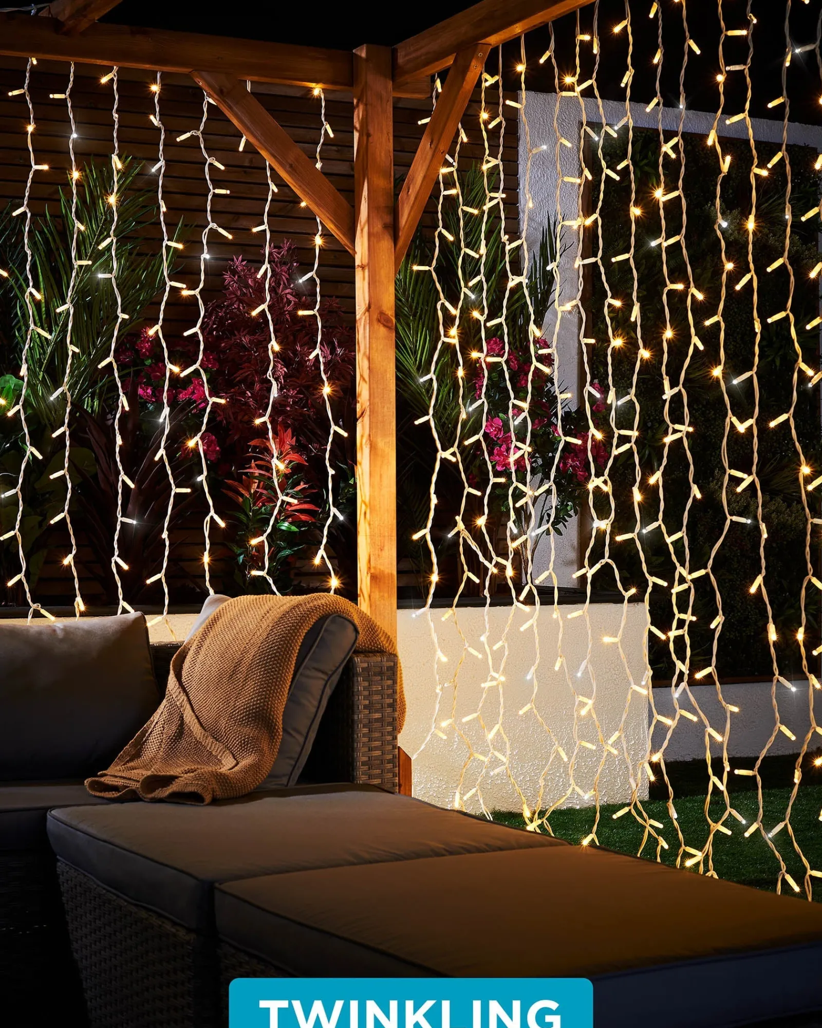 WeRChristmas LINK PRO LED Curtain Lights, White Cable, 2.5 M Drop, Warm White / White