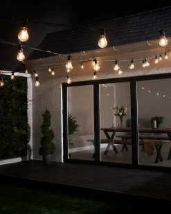 WeRChristmas LINK PRO LED Festoon Lights, A60 Filament Bulb, Black Cable, Warm White