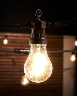 WeRChristmas LINK PRO LED Festoon Lights, A60 Filament Bulb, Black Cable, Warm White