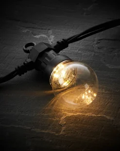WeRChristmas LINK PRO LED Festoon Lights, Clear Bulb, Black Cable, Warm White