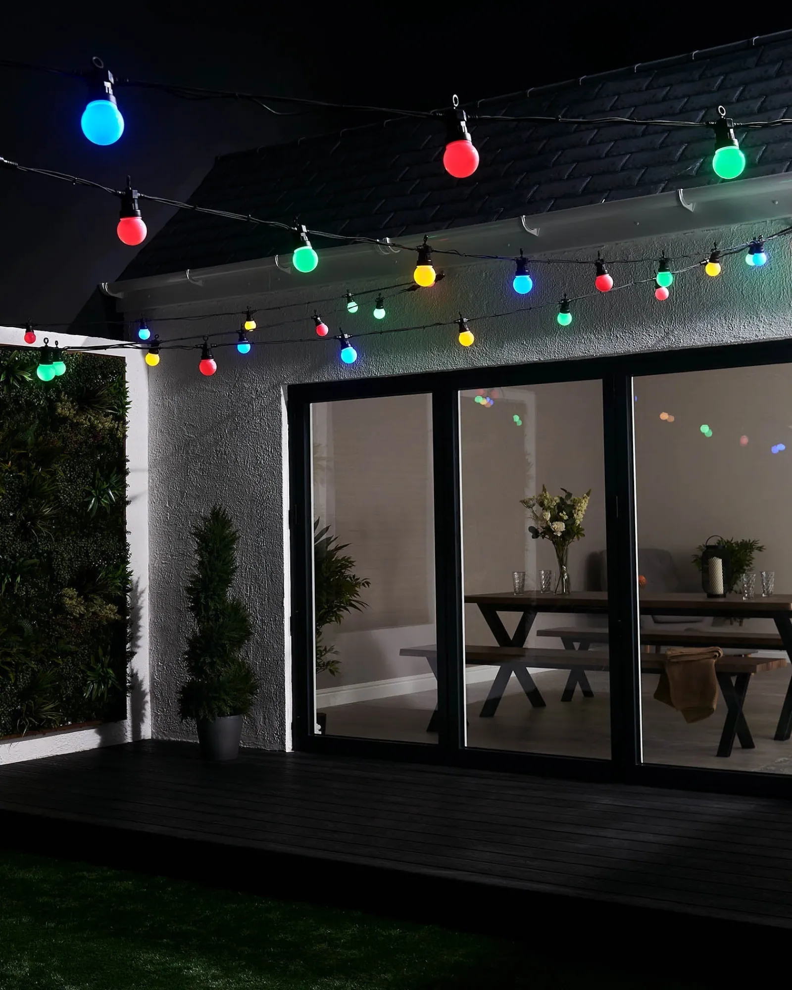 WeRChristmas LINK PRO LED Festoon Lights, Black Cable, Multi Colour