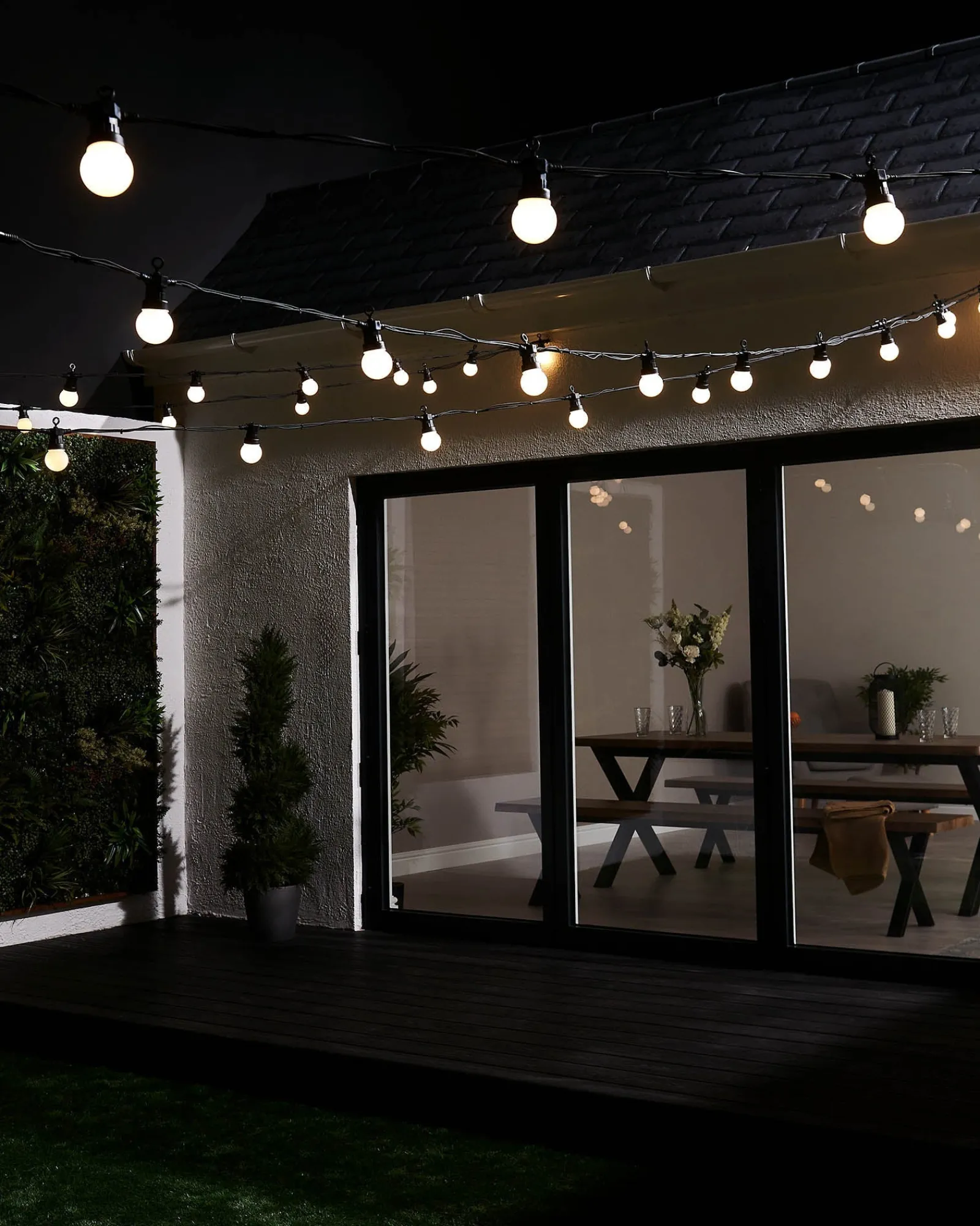 WeRChristmas LINK PRO LED Festoon Lights, Black Cable, Warm White