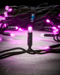 WeRChristmas LINK PRO LED String Lights, Black Cable, Pink