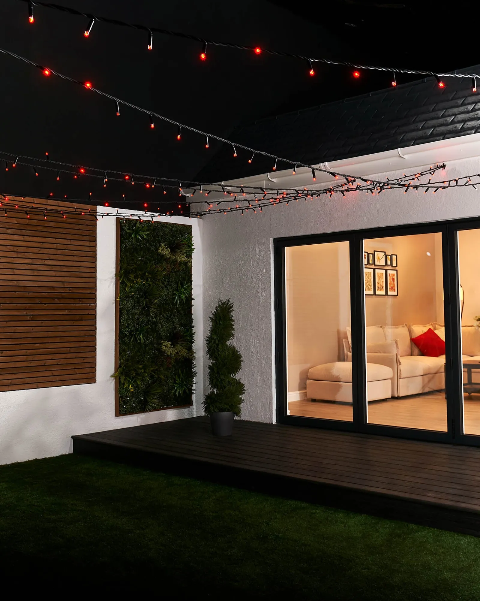 WeRChristmas LINK PRO LED String Lights, Black Cable, Red