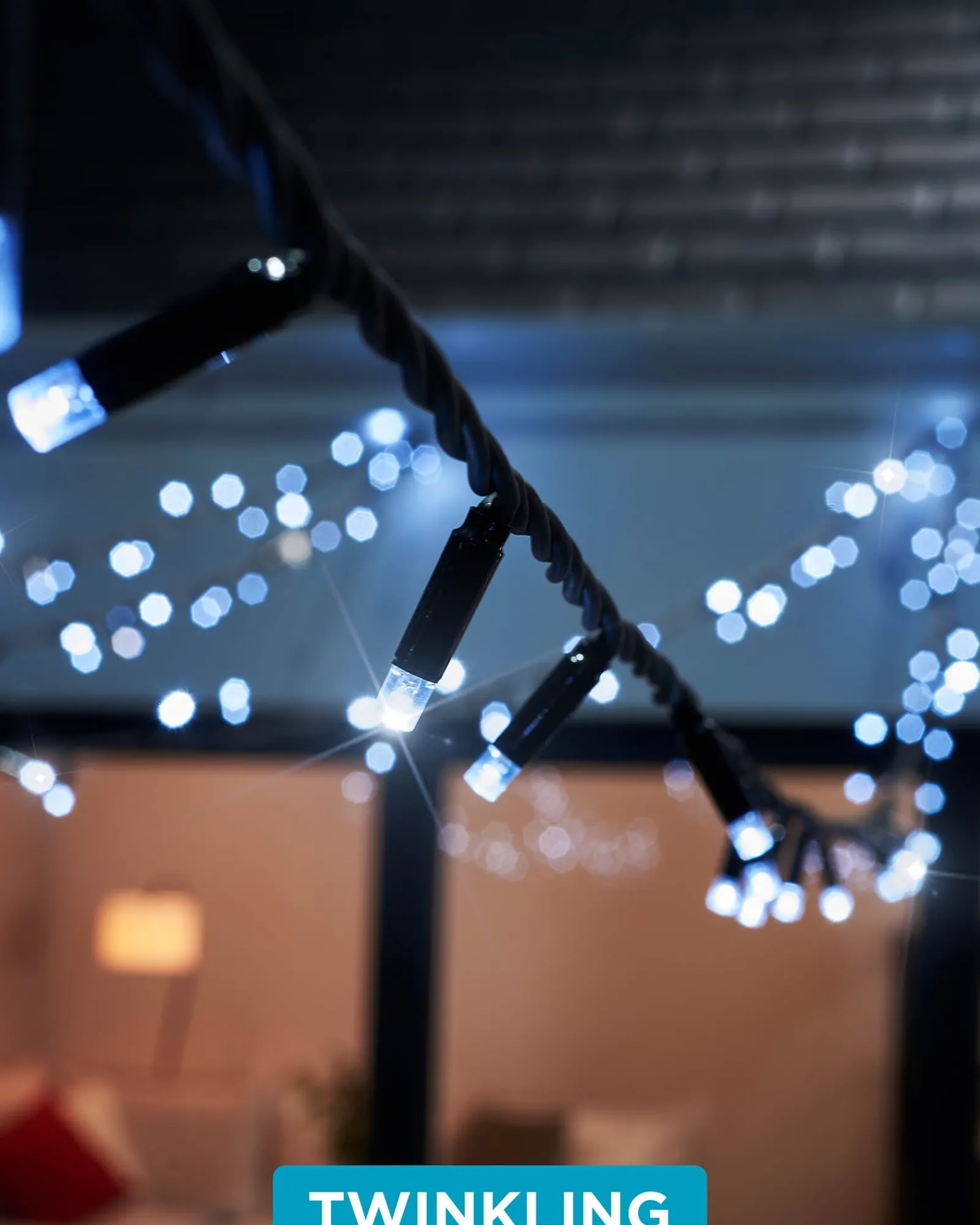 WeRChristmas LINK PRO Twinkle LED String Lights, Black Cable, White