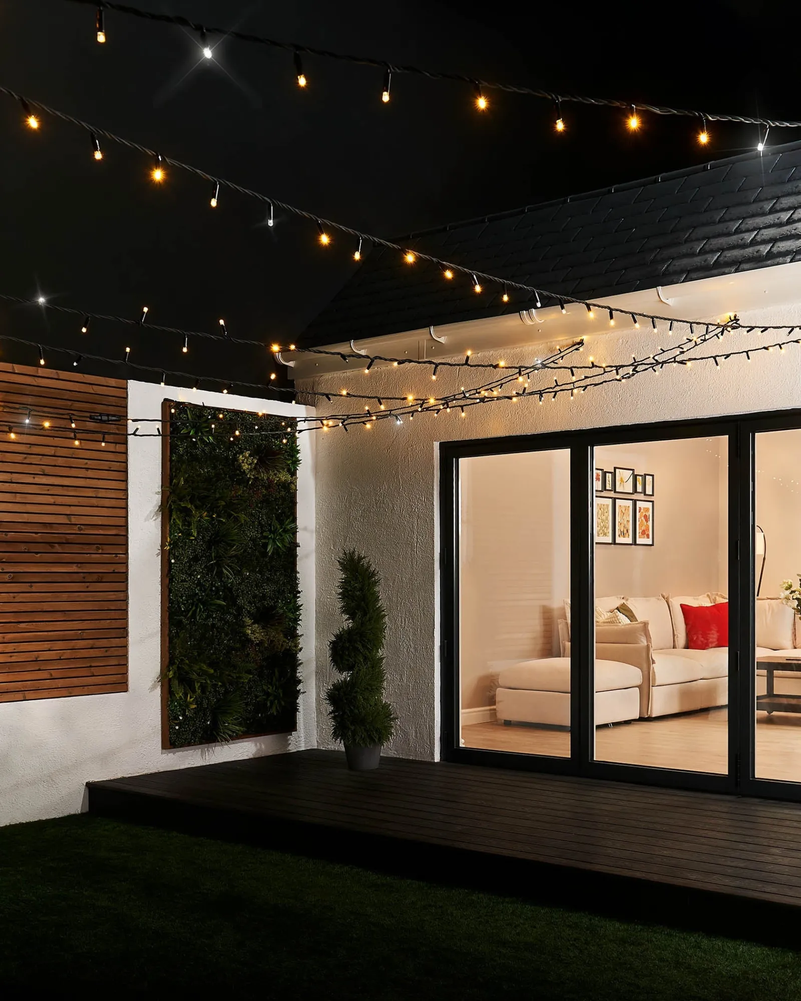 WeRChristmas LINK PRO Twinkle LED String Lights, Black Cable, Warm White / White