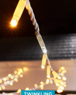 WeRChristmas LINK PRO Twinkle LED String Lights, White Cable, Warm White / White