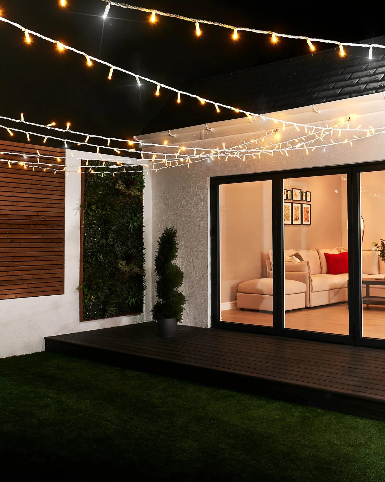 WeRChristmas LINK PRO Twinkle LED String Lights, White Cable, Warm White / White