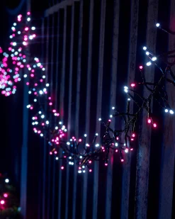 WeRChristmas LINK UP LED Cluster Lights, Black Cable, Pink / White