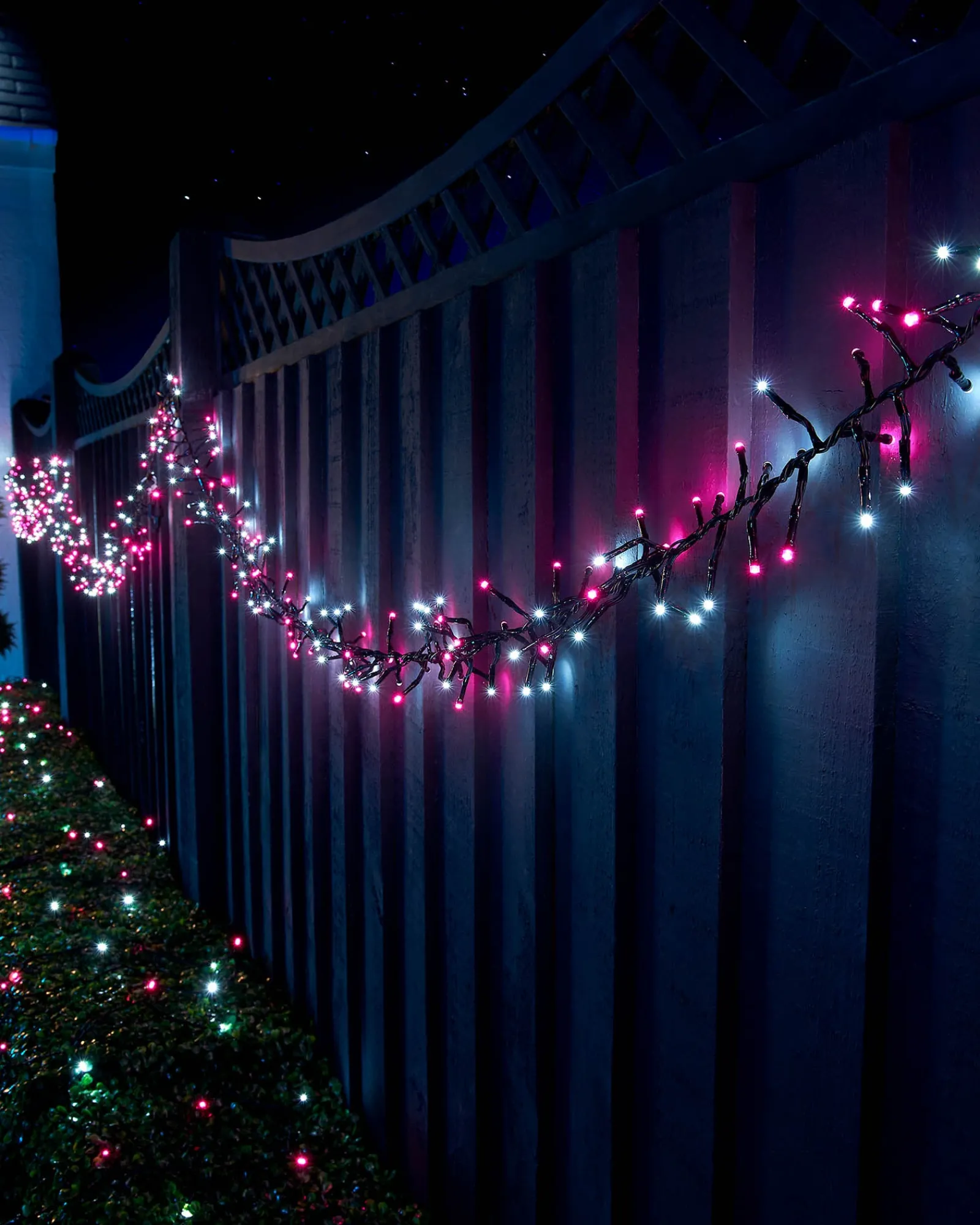 WeRChristmas LINK UP LED Cluster Lights, Black Cable, Pink / White