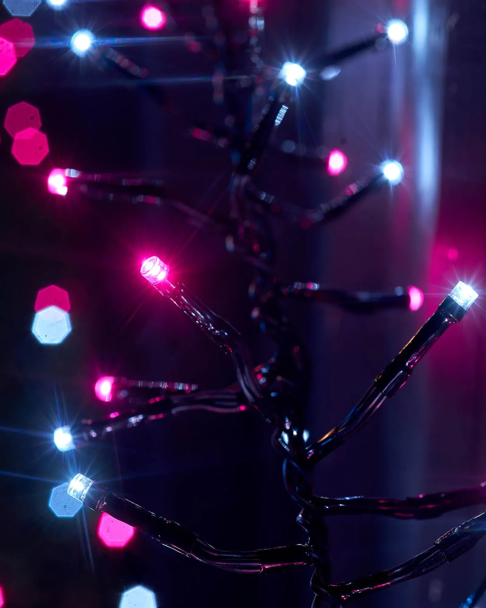 WeRChristmas LINK UP LED Cluster Lights, Black Cable, Pink / White