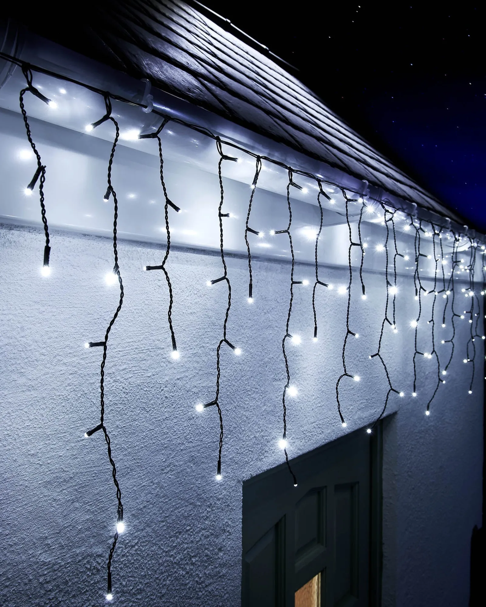 WeRChristmas LINK UP LED Icicle Lights, Black Cable, White