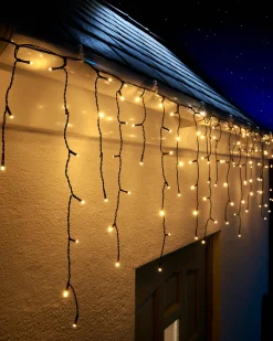 WeRChristmas LINK UP LED Icicle Lights, Black Cable, Warm White