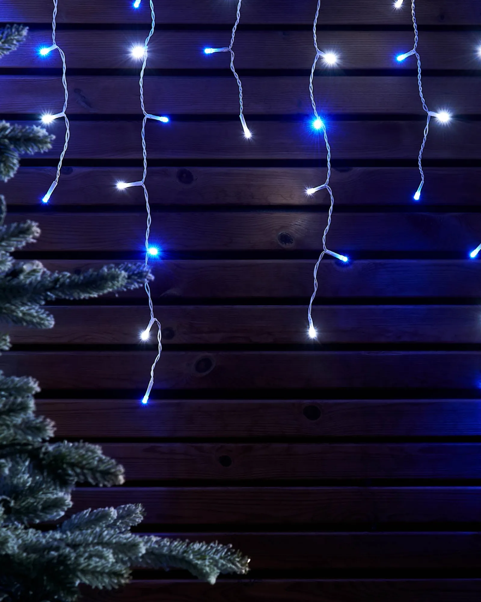 WeRChristmas LINK UP LED Icicle Lights, White Cable, Blue / White
