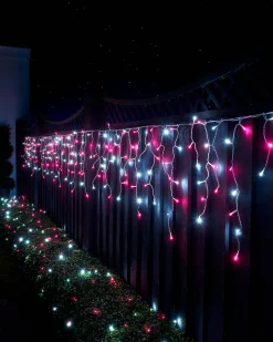 WeRChristmas LINK UP LED Icicle Lights, White Cable, Pink / White