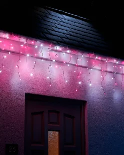 WeRChristmas LINK UP LED Icicle Lights, White Cable, Pink / White