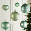 WeRChristmas Mint Green Glass Baubles, 6 Pack, 10 Cm