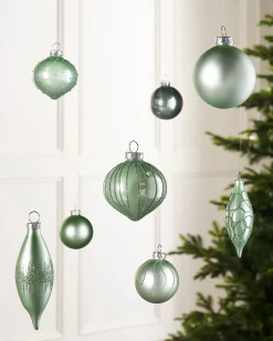 WeRChristmas Mint Green Glass Baubles, 20 Pack