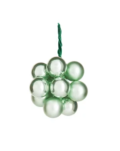 WeRChristmas Mint Green Glass Berry Cluster Baubles, 10 Pack