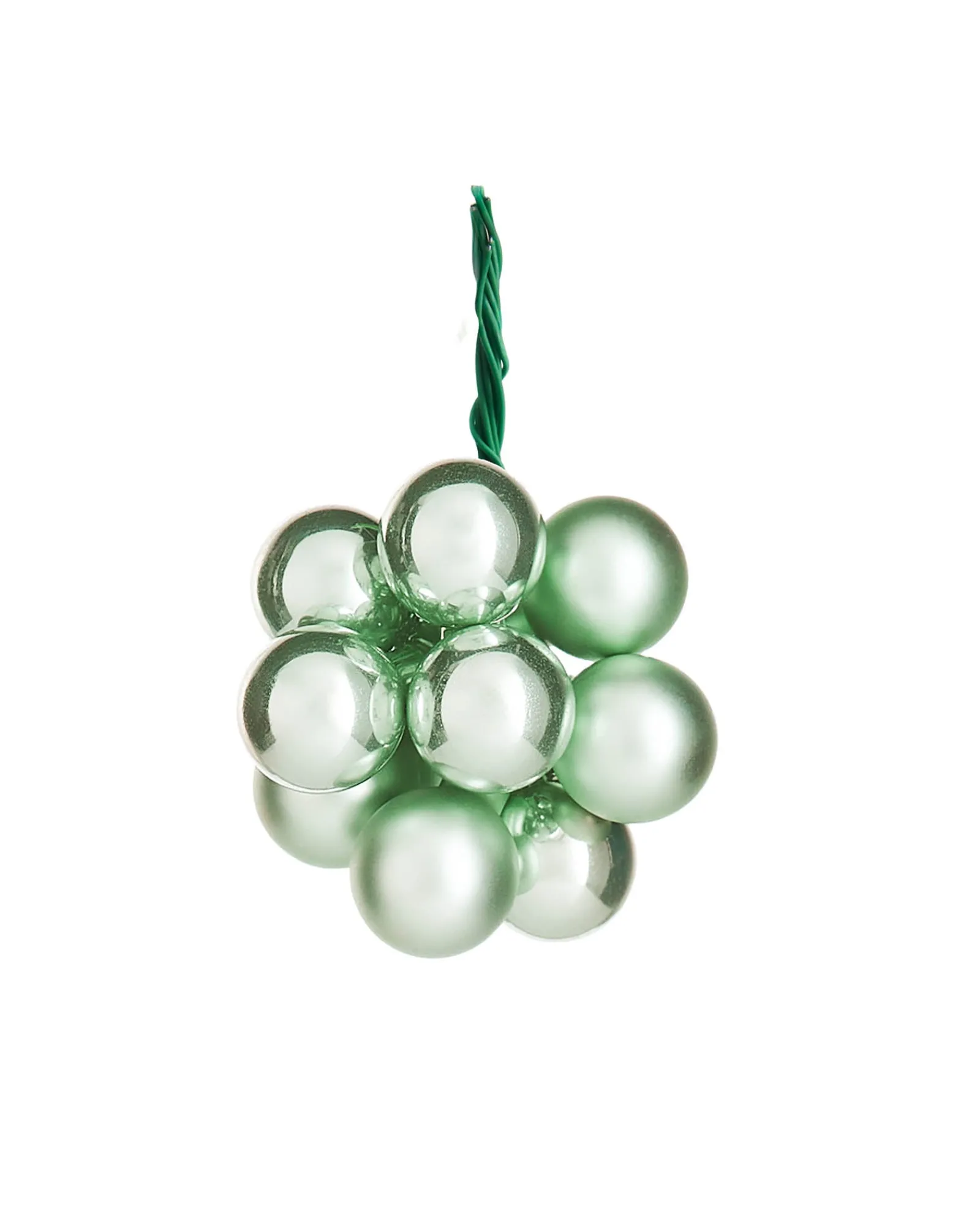 WeRChristmas Mint Green Glass Berry Cluster Baubles, 10 Pack
