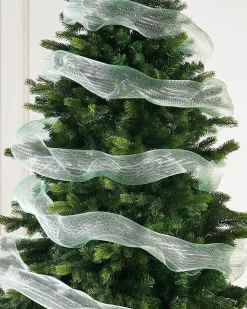 WeRChristmas Mint Green Mesh With Silver Foil, 9 M