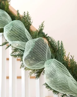 WeRChristmas Mint Green Mesh With Silver Foil, 9 M