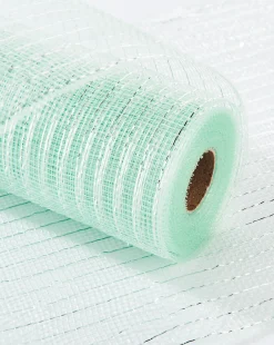 WeRChristmas Mint Green Mesh With Silver Foil, 9 M