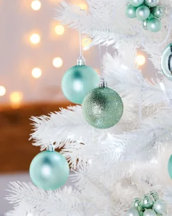 WeRChristmas Mint Green Shatterproof Baubles, 42 Pack, 6 Cm