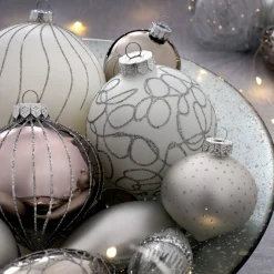 WeRChristmas Moonbeam Glass Baubles, 20 Pack