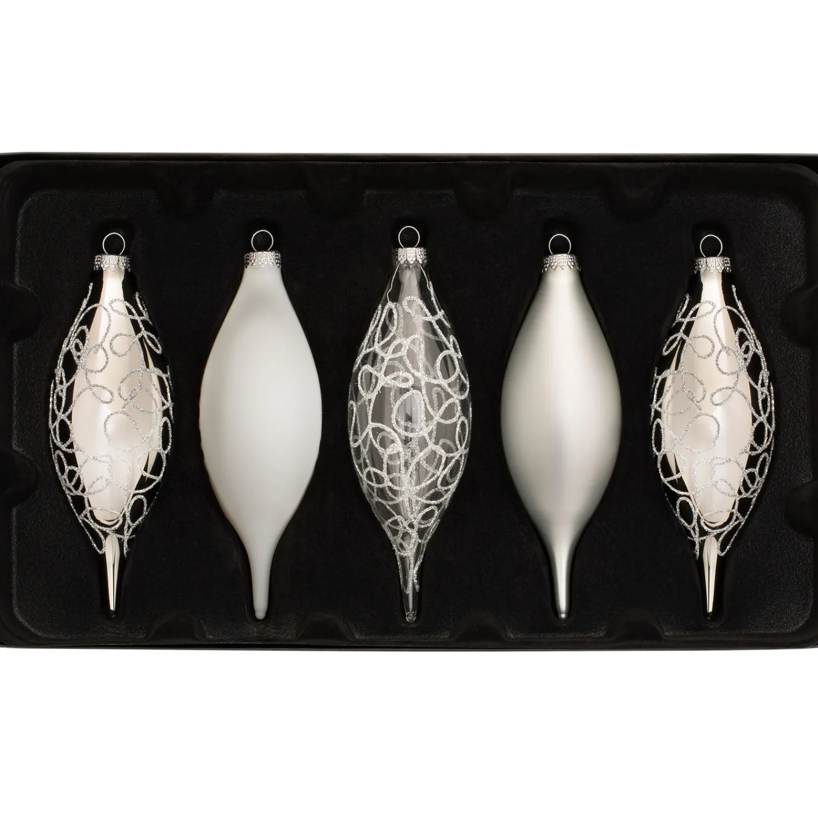 WeRChristmas Moonbeam Glass Baubles, 5 Pack, 15 Cm
