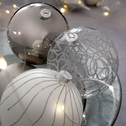 WeRChristmas Moonbeam Glass Baubles, 3 Pack, 13 Cm