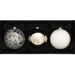 WeRChristmas Moonbeam Glass Baubles, 3 Pack, 13 Cm