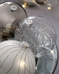 WeRChristmas Moonbeam Glass Baubles, 3 Pack, 13 Cm