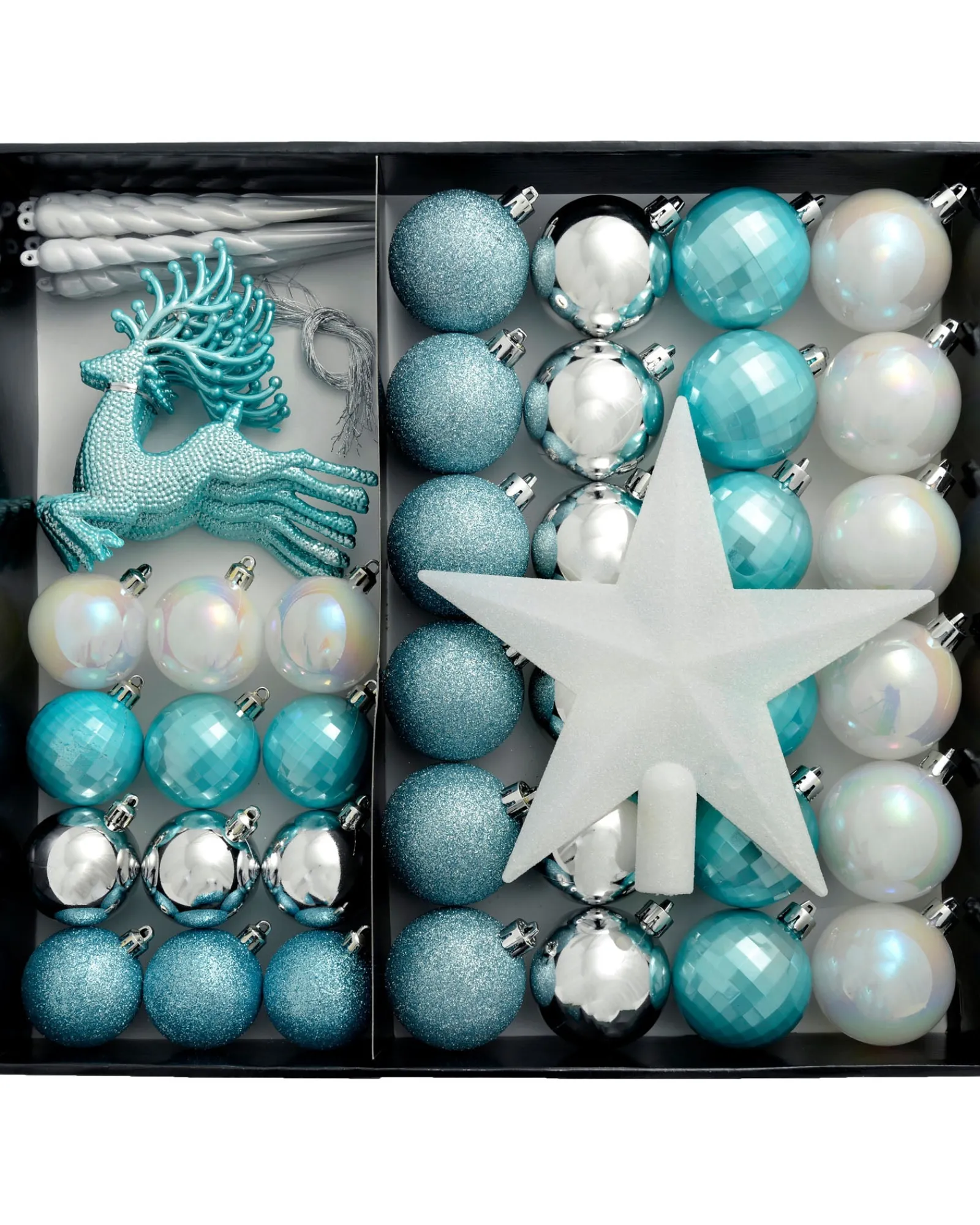 WeRChristmas Multi Blue Shatterproof Baubles Set, 50 Pack