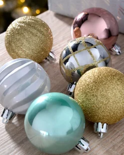 WeRChristmas Multi Gold Shatterproof Baubles, 48 Pack, 6 Cm