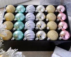 WeRChristmas Multi Gold Shatterproof Baubles, 48 Pack, 6 Cm