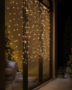 WeRChristmas Multi-Function 300 LED Connectable Curtain Light String, Warm White